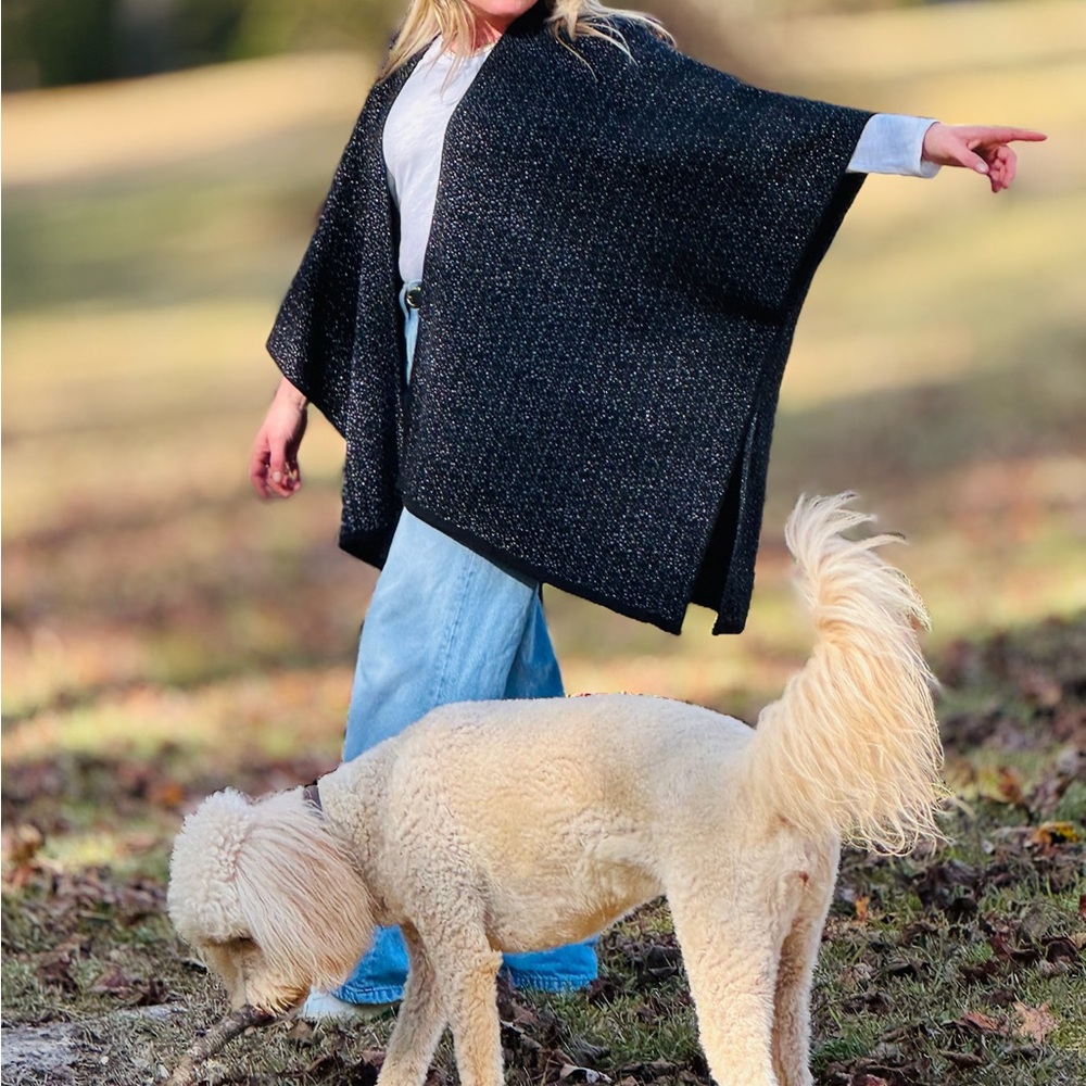 Black & Metallic Spring Poncho